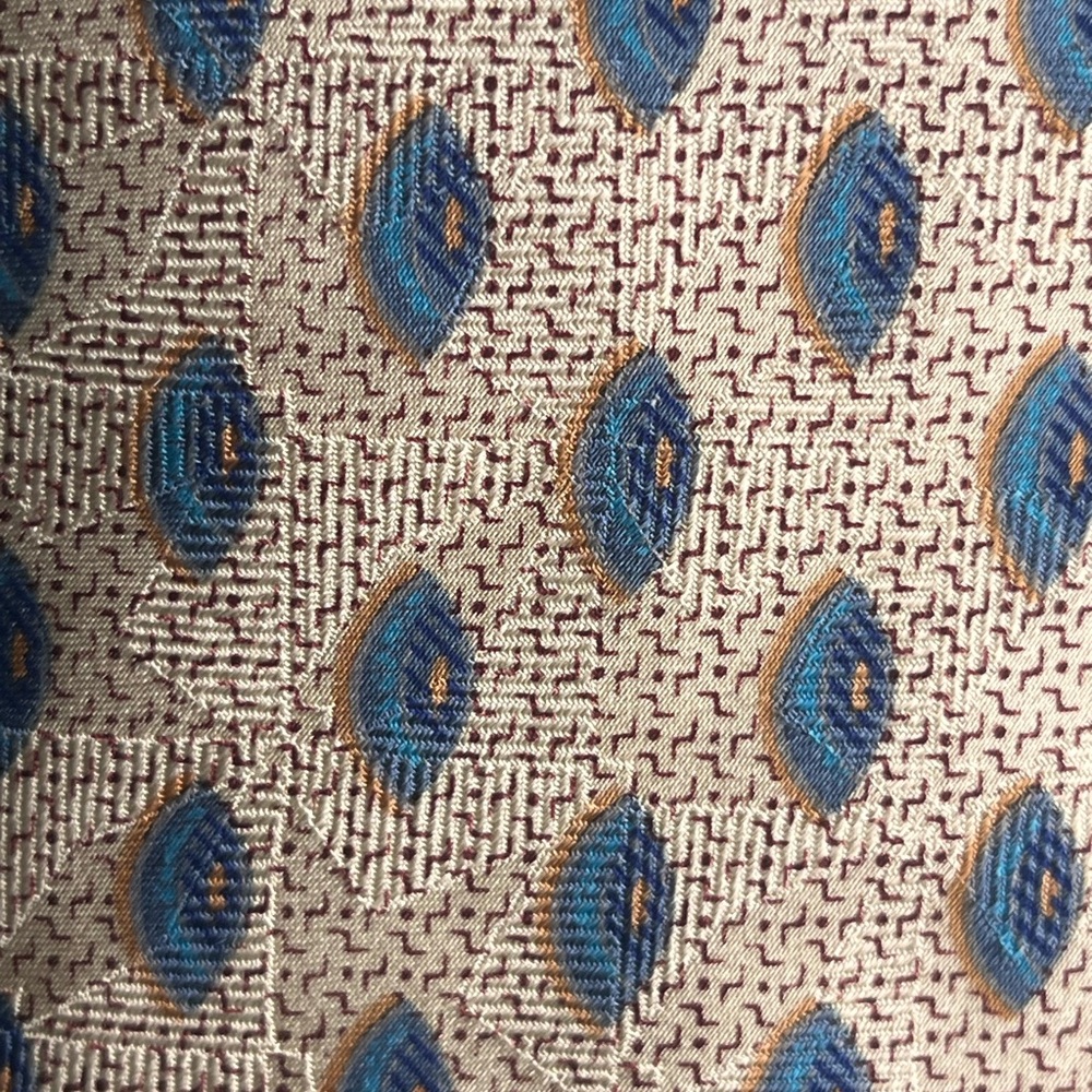 Via Veneto Champagne and Turquoise Abstract Tie NWOT